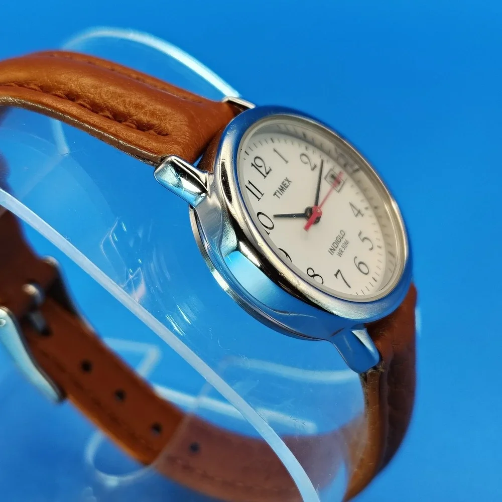 Vintage 1997 Timex Easy Reader INDIGLO Date 25mm Women's Quartz Watch New Strap